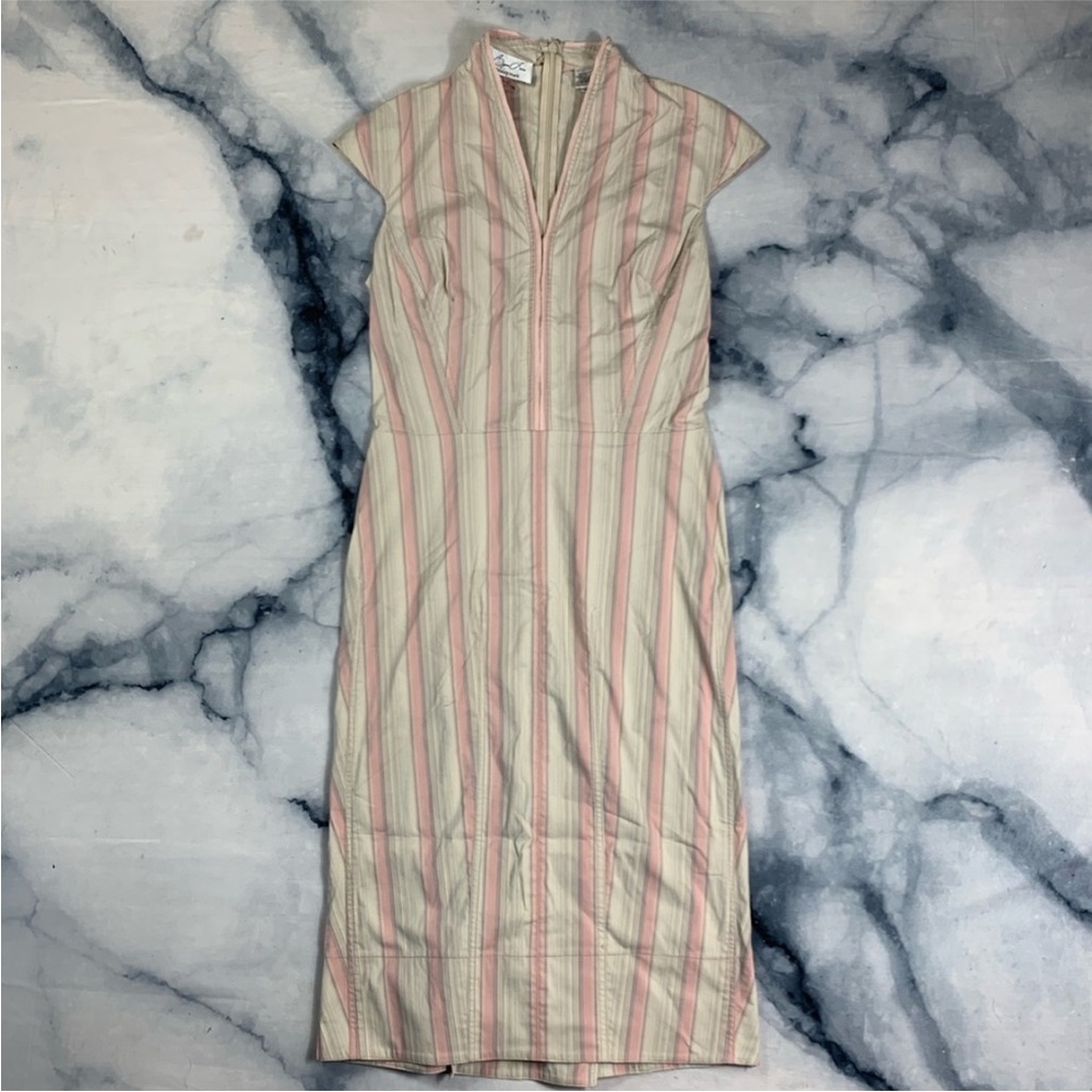 Byron Lars Form Fitting Sleeveless Stripe Dress 8